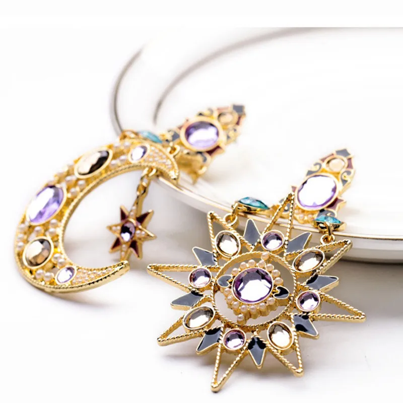 Женские серьги капли из синтетического алмаза позолоченные имитация бриллианта
