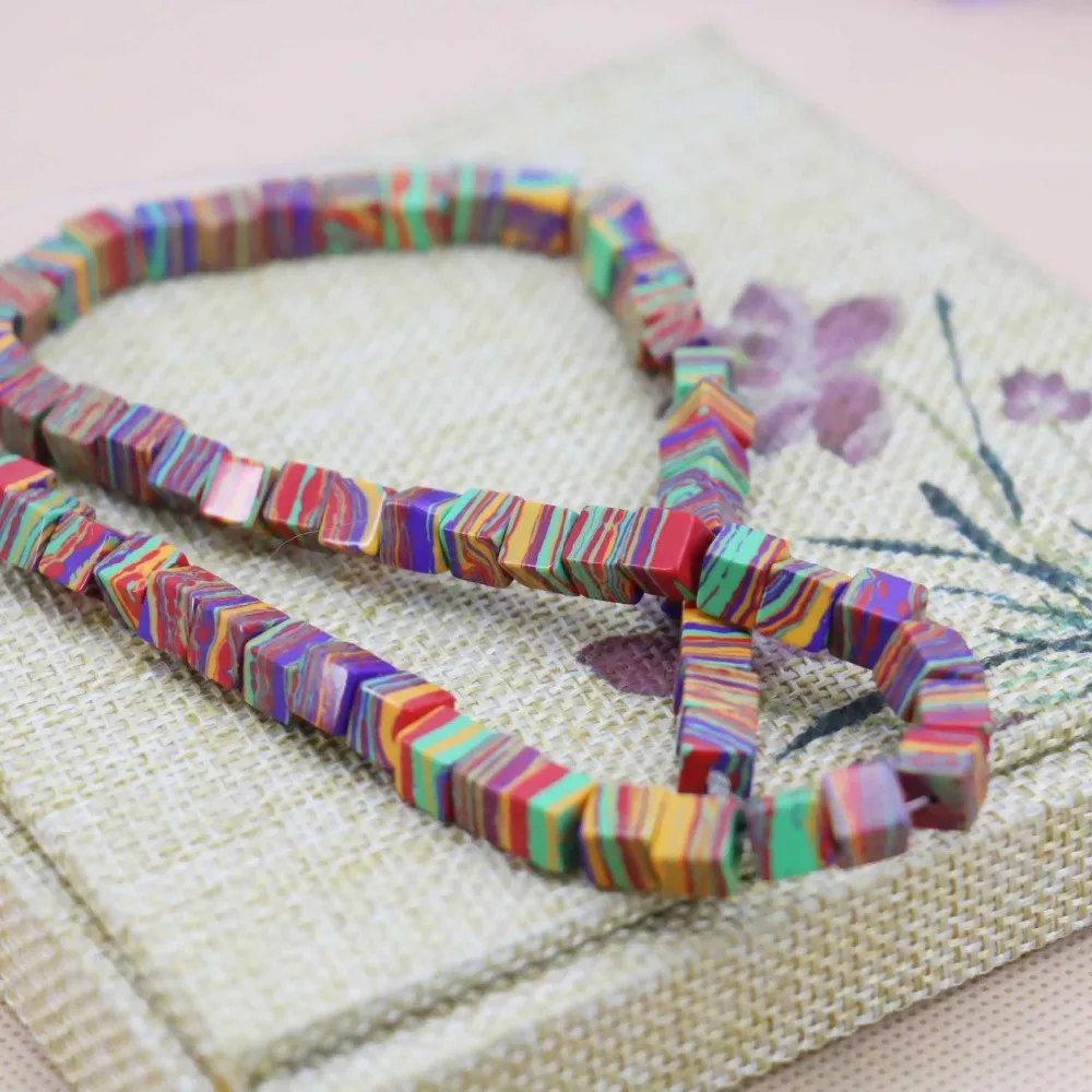 6mm Fashion Cube Rainbow Turkey Stone Loose DIY Beads Women Jewelry Crafts Making Design 15inch Girls Gifts For Bracelets | Украшения и