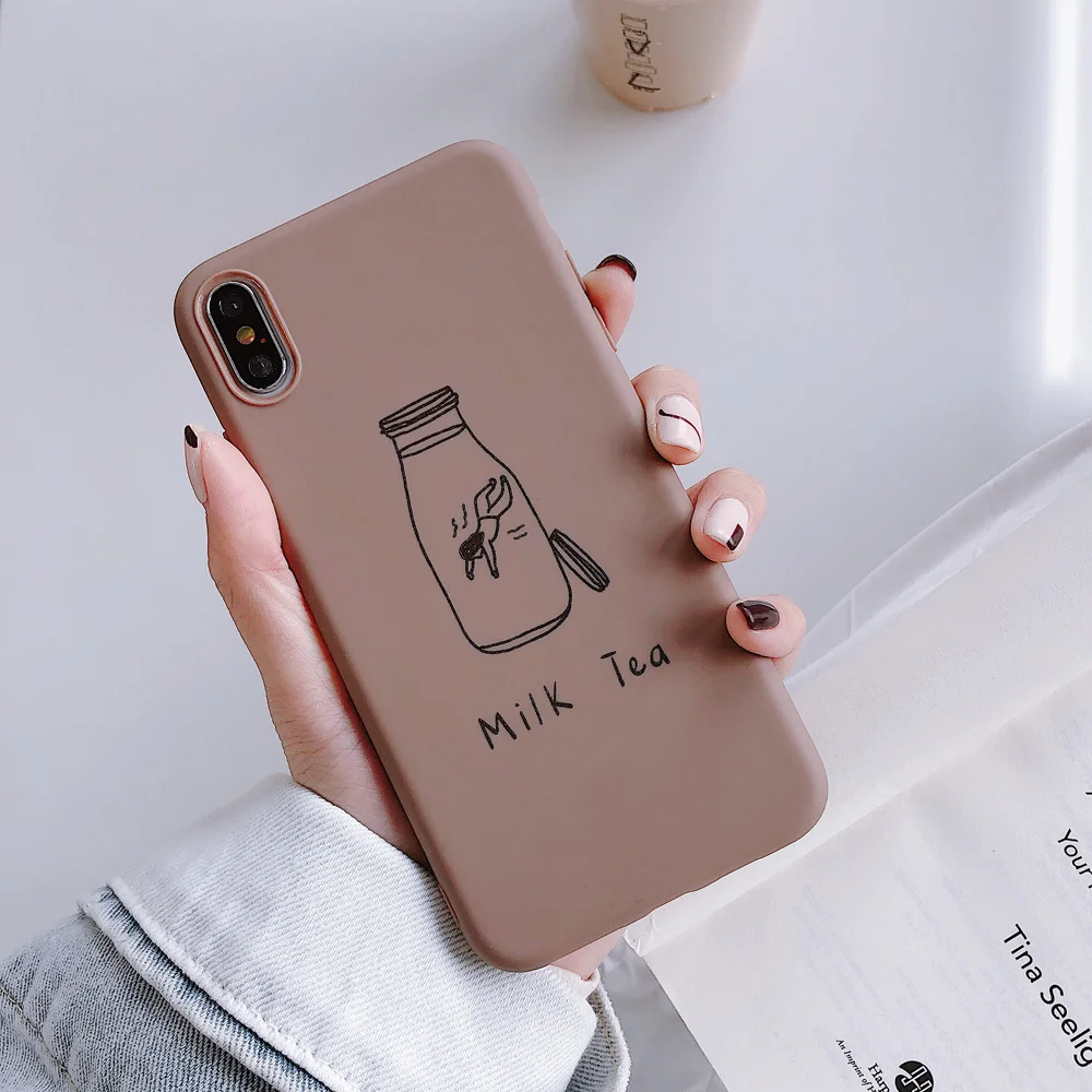 Чехол Heyytle с мультяшным фруктовым узором для iPhone 8, 7 Plus, 6, 6 S, чехол, ультра тонкий чехол с молочным чаем для iPhone X, XS, MAX, XR, пара Fundas