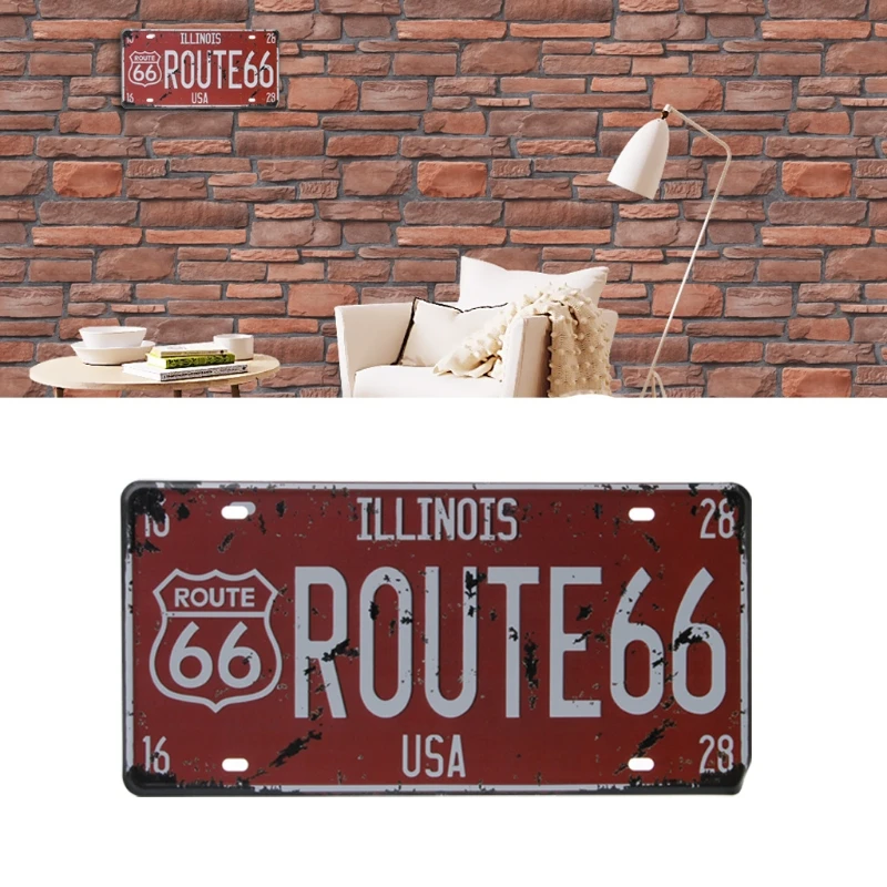 США Route 66 автомобильный винтажный номерной знак металлические настенные поделки Ретро гараж домашний Декор Автомобильные аксессуары универсальные