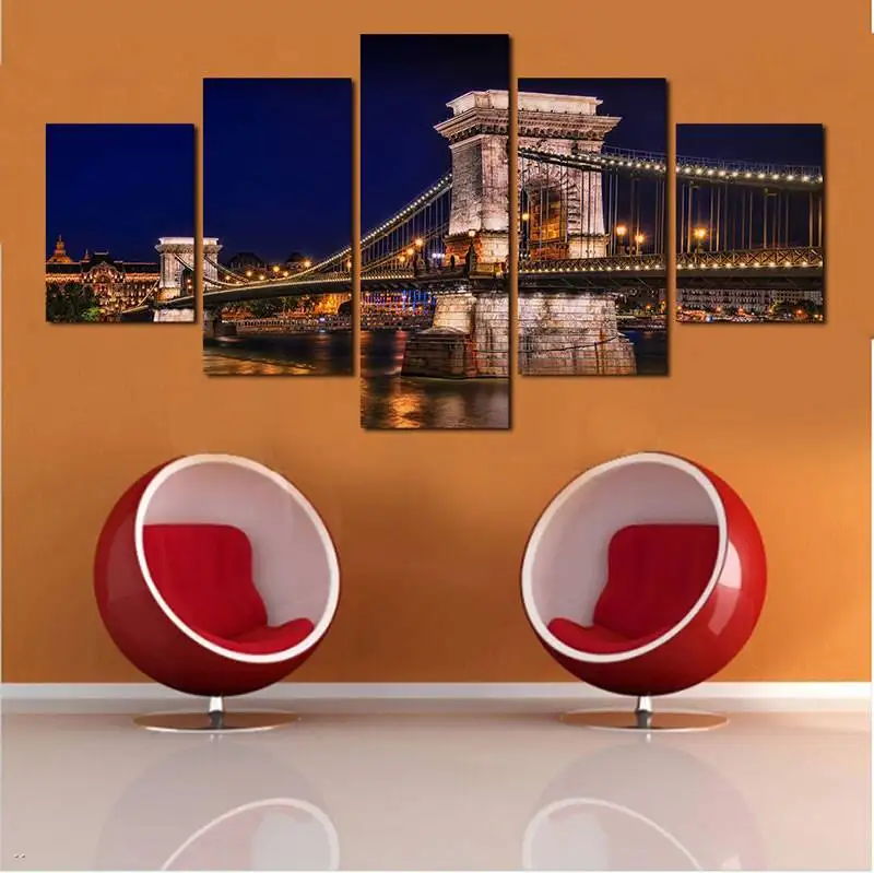 5 шт. живописная Картина на холсте с изображением Живописного моста Будапешта |
