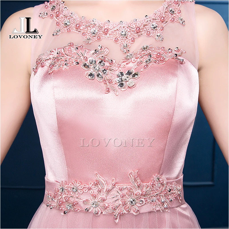 LOVONEY Real Photo-Line О-Образным Вырезом Вечернее Платье Длинные Пром Платья 2017 Вечерние