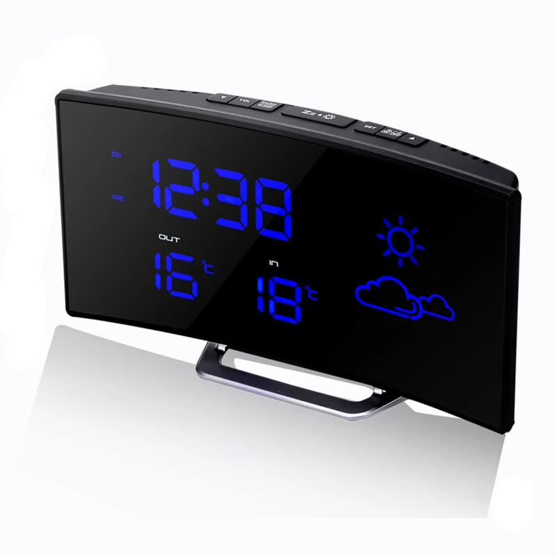 Цифровой светодиодный радио термометр Настольный Будильник прогноз погоды