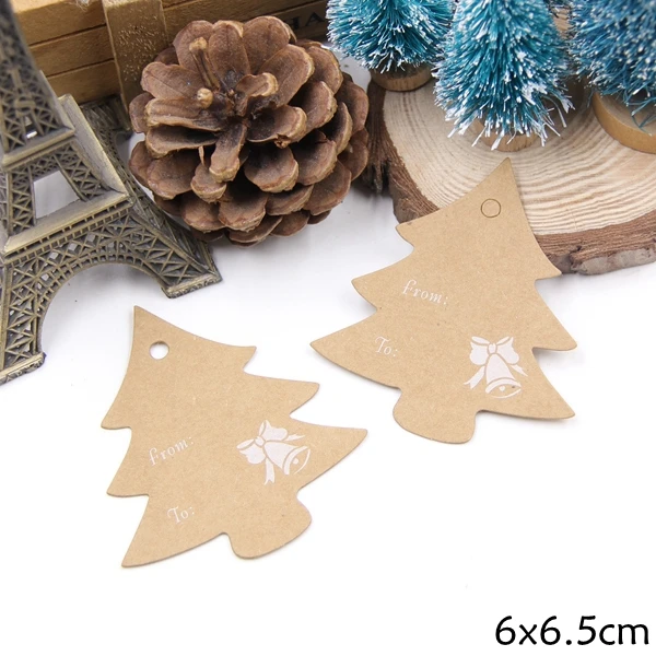 Tree 50 шт. многотипные Рождественские серии крафт-бумажные бирки DIY детские подарочные этикетки для рукоделия для рождественской вечеринки - Цвет: Tree