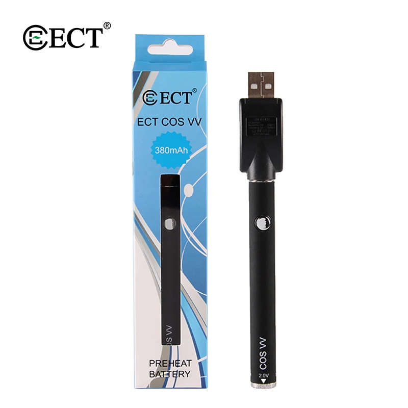 ECT COS Preheat VV аккумулятор 380 мАч Preating battery Vape Mod переменное напряжение для 510 вапорайзер с резьбой с usb-кабелем