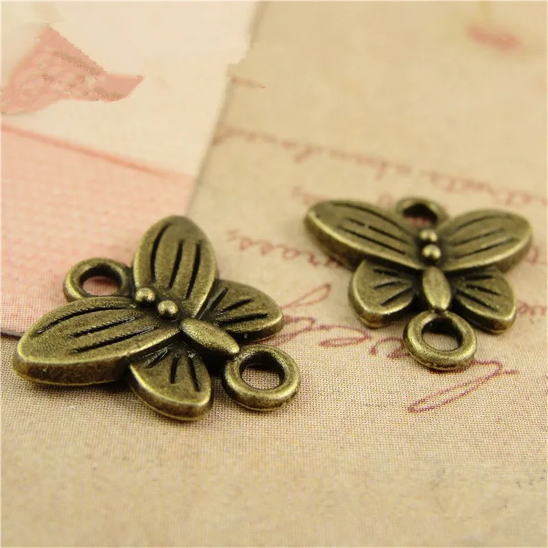 

100pcs/lot Vintage Animal Butterfly Earring Bracelet Connectors 14*14MM Handmade Jewelry Accessories Fashionable