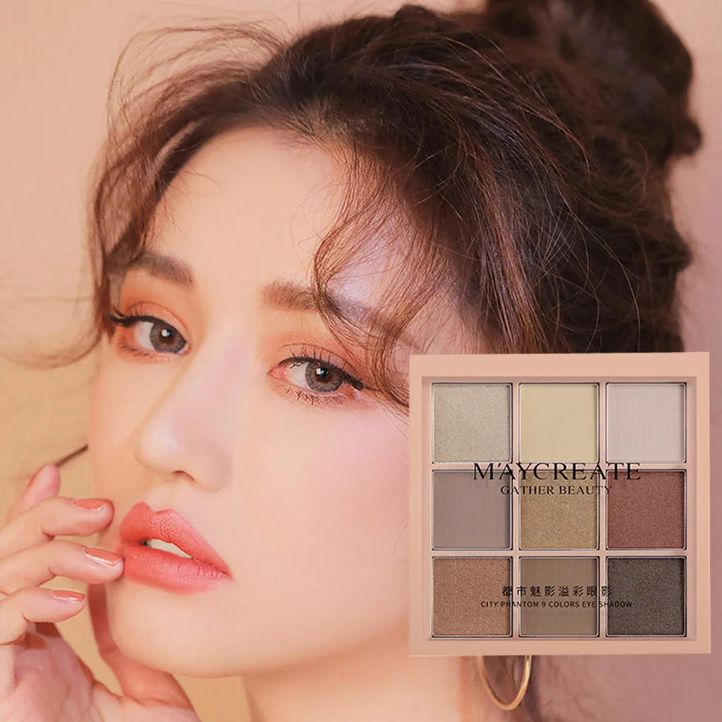 9 цветов водостойкие тени для век Палитра теней пудра матовые косметический