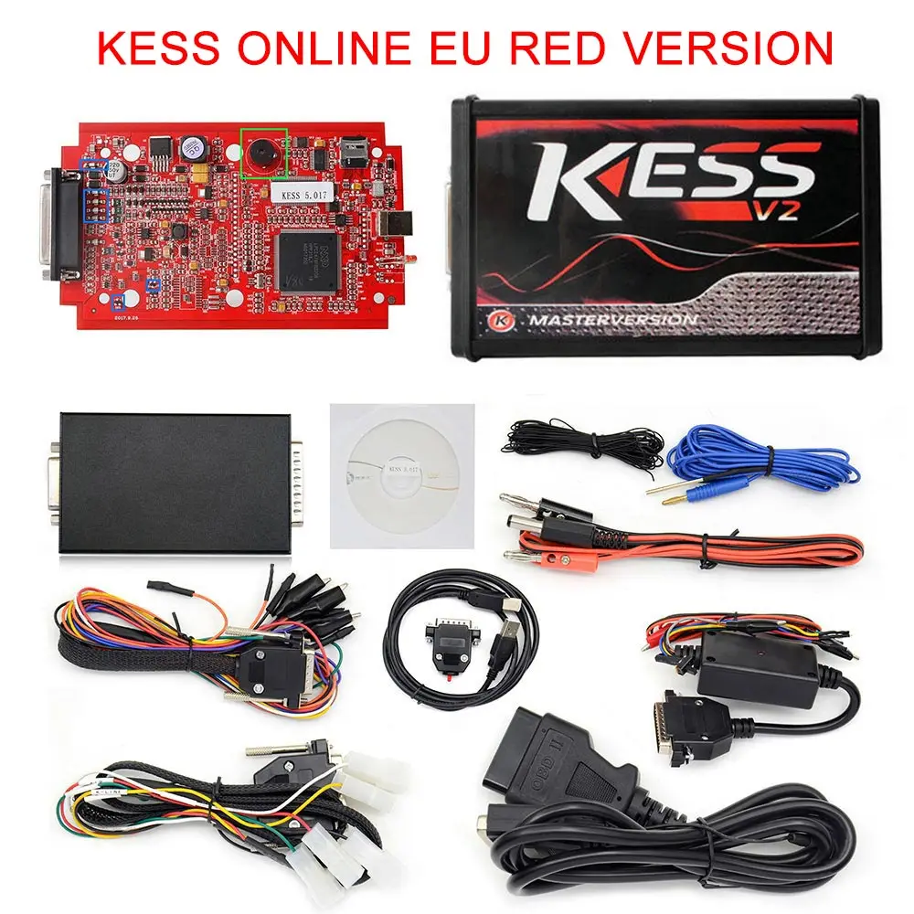 Онлайн V2.47 ЕС красный Kess V5.017 OBD2 менеджер Тюнинг Комплект KTAG V7.020 4 светодиодный V2 5