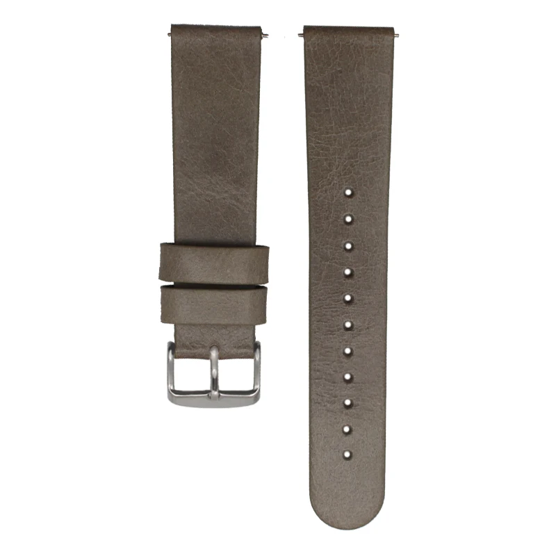 gray silver buckle Минималистичный стиль, ремешок для часов из натуральной кожи, 18 мм, 20, 22 мм, ремешок для часов, быстросъемный ремешок, тонкий двойной слой, Воловья кожа, ремешок для часов - Цвет ремешка: gray silver buckle