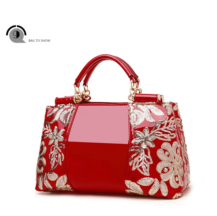 new luxury handbags women bags designer embroidered shoulder bag handbag large capacity patent leather luxury dinner bag