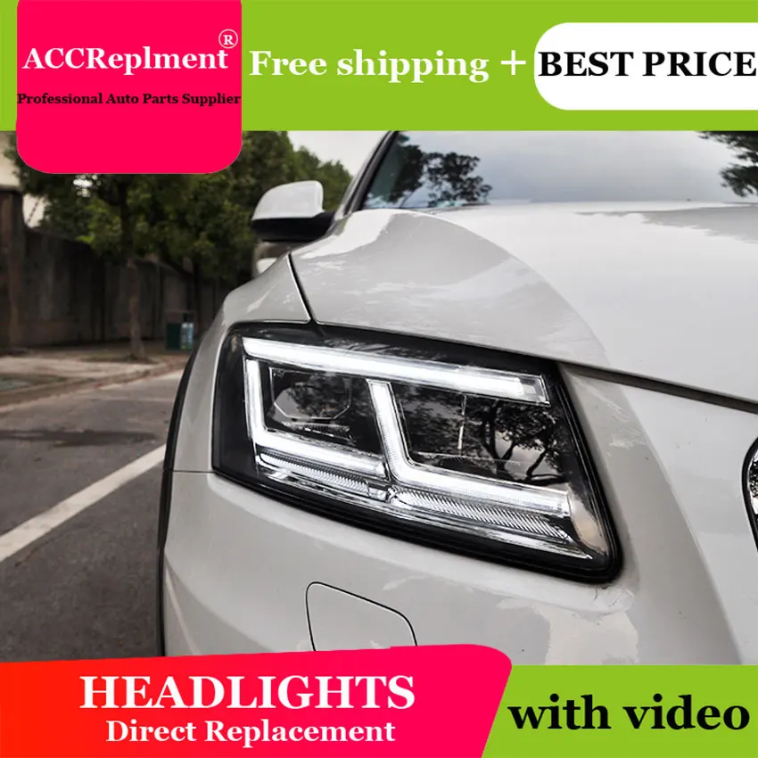 Стайлинг автомобиля для Audi Q5 фары 2009 2018 светодиодный ные DRL линзы двойной луч H7 HID