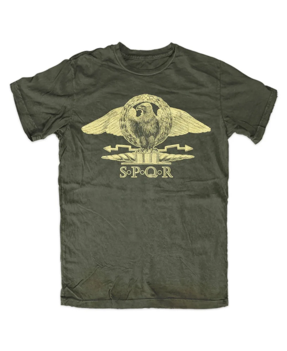 100% Cotton Short Sleeve O-Neck Spqr T-Shirt Olive Rome Gladiators Roman Empire Legionnaire Praetorian Logo Shirts | Мужская одежда