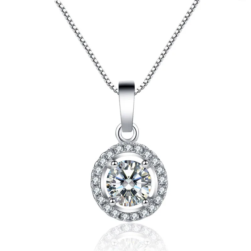 

Classic S925 Sterling Heart cut 0.6ct Top Quality AAA CZ Crystal Round Pendant&Necklace for Women Party/Birthday Fashion Jewelry