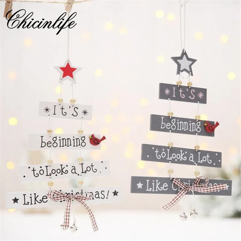 

Chicinlife 1set Merry Christmas Wooden Hanging Kid Gift Xmas Tree Ornament Christmas Home New Year Decoration Christmas 2018