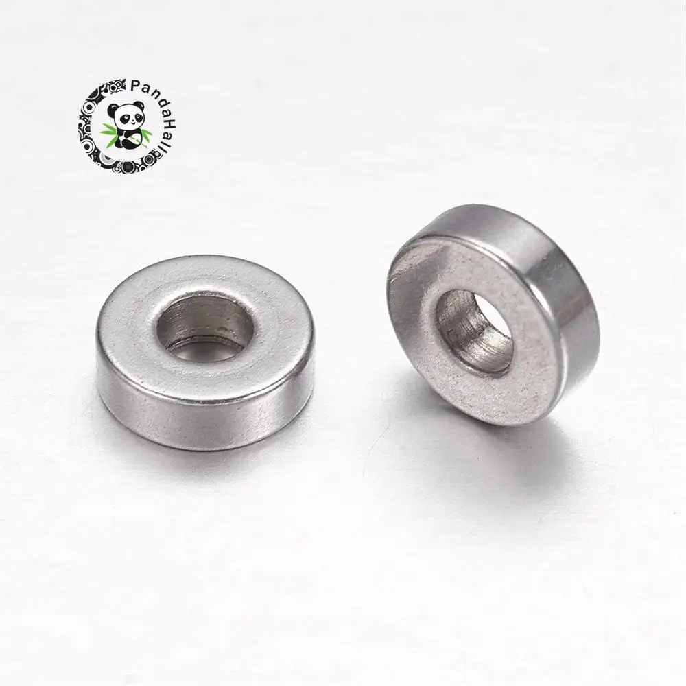 

304 Stainless Steel Bead Spacers, Flat Round, Stainless Steel Color, 7x2mm, Hole: 2.7mm