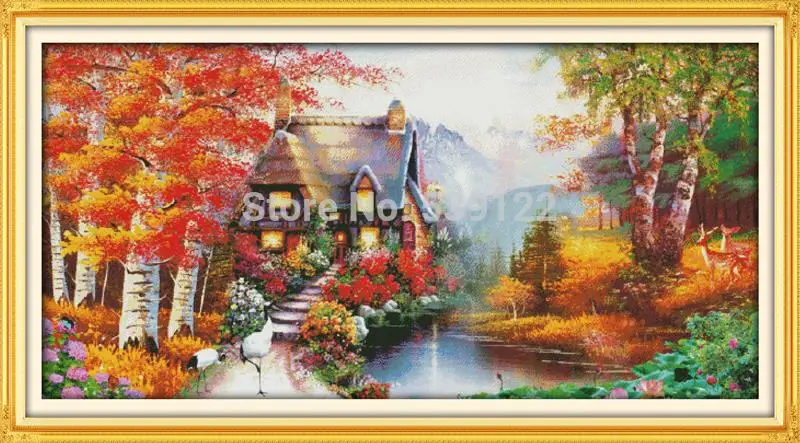 Free House of Dreams (2) DIY рукоделие DMC считается вышивкой крестиком 11CT 14CT наборы для