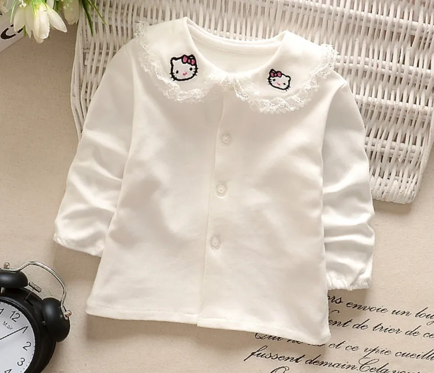 Рубашки для девочек новинка 2018 Весенняя детская блузка белые детские рубашки с