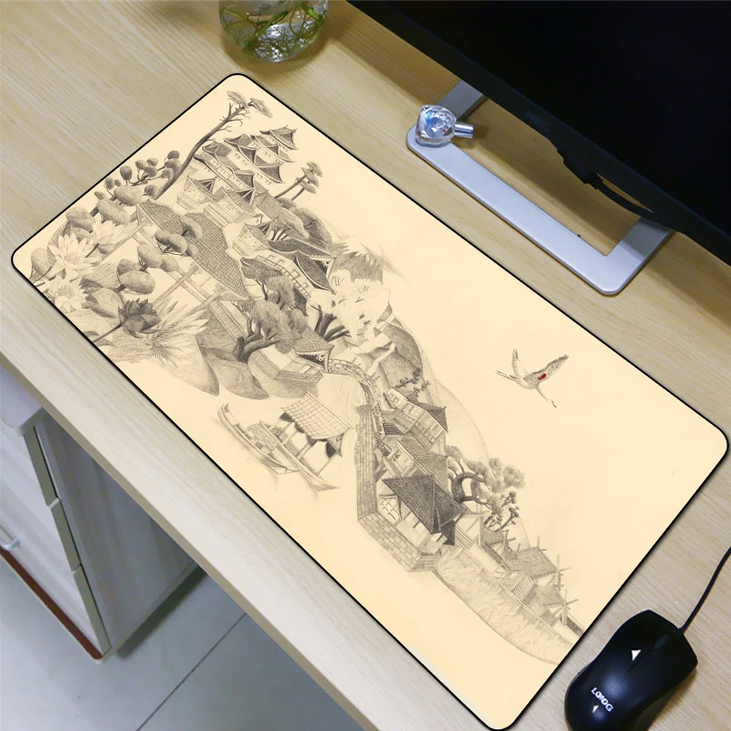 Игровой коврик для мыши FFFAS 80X40cm большой размер рисунок с чернилами и эффектом