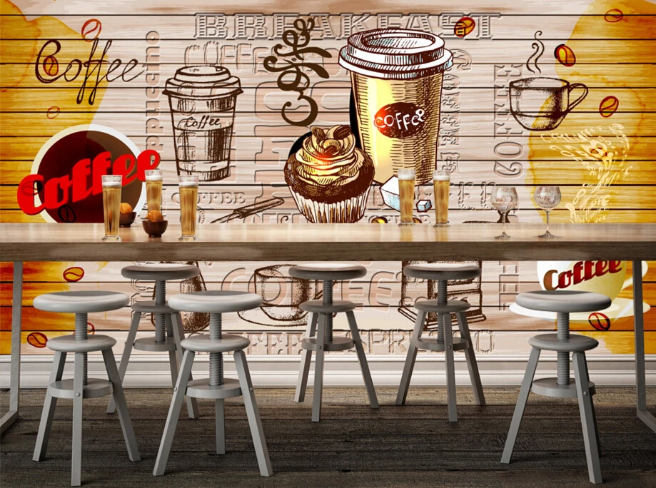 Пользовательские Ретро обои кофе 3D фрески для кафе ресторана отеля фоновые
