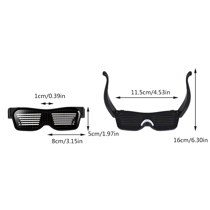 

Magic Flash Led Party Glasses App Bluetooth Control Shield Luminous Glasses USB Charge DJ SunGlasses DIY Concert Light Toys