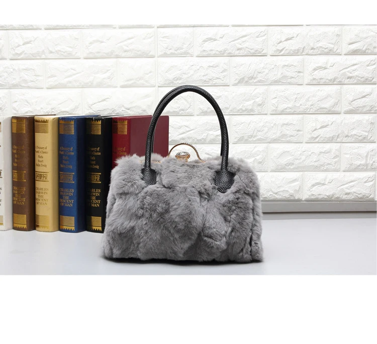 ДЖОЛИ FEMME 2017 Зимние Сумки Женщины Натуральная Кожа Плеча Tote Дамы Натуральный Мех
