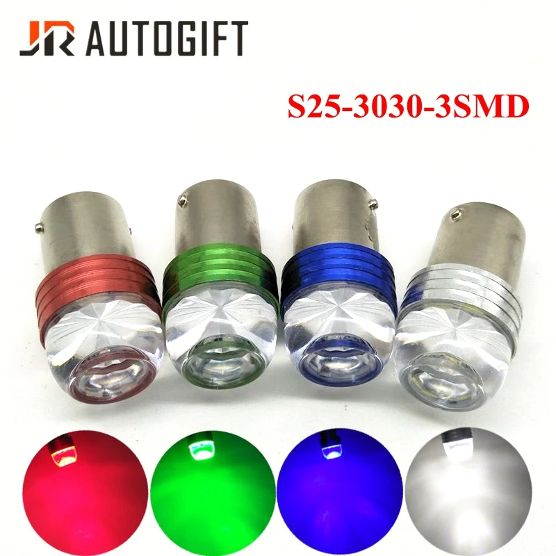 10 шт. супер яркие DC12V 1156 1157 3SMD BA15S белый/красный/синий/зеленый/желтый P21W светильник