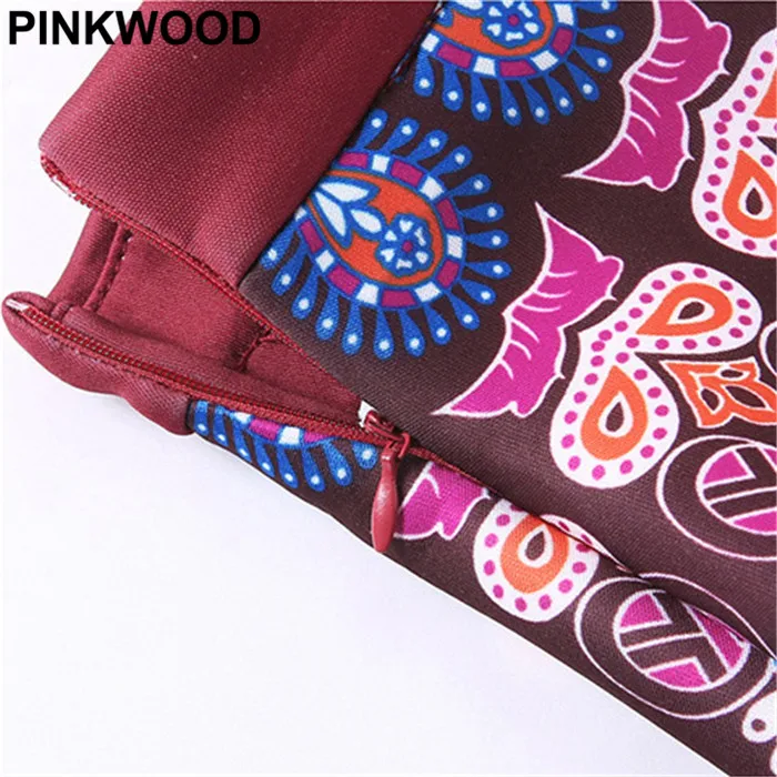 PINKWOOD Женщины Высокой Талией Бальное платье Миди Юбка 2016 Осень Элегантный Печати