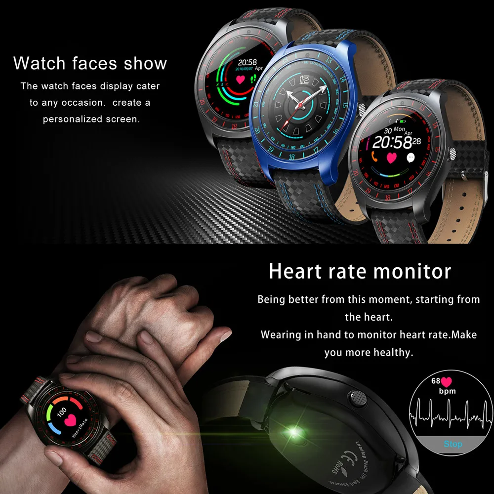 V10 Смарт часы для мужчин Sim карты сердечного ритма мониторы с камера наручные