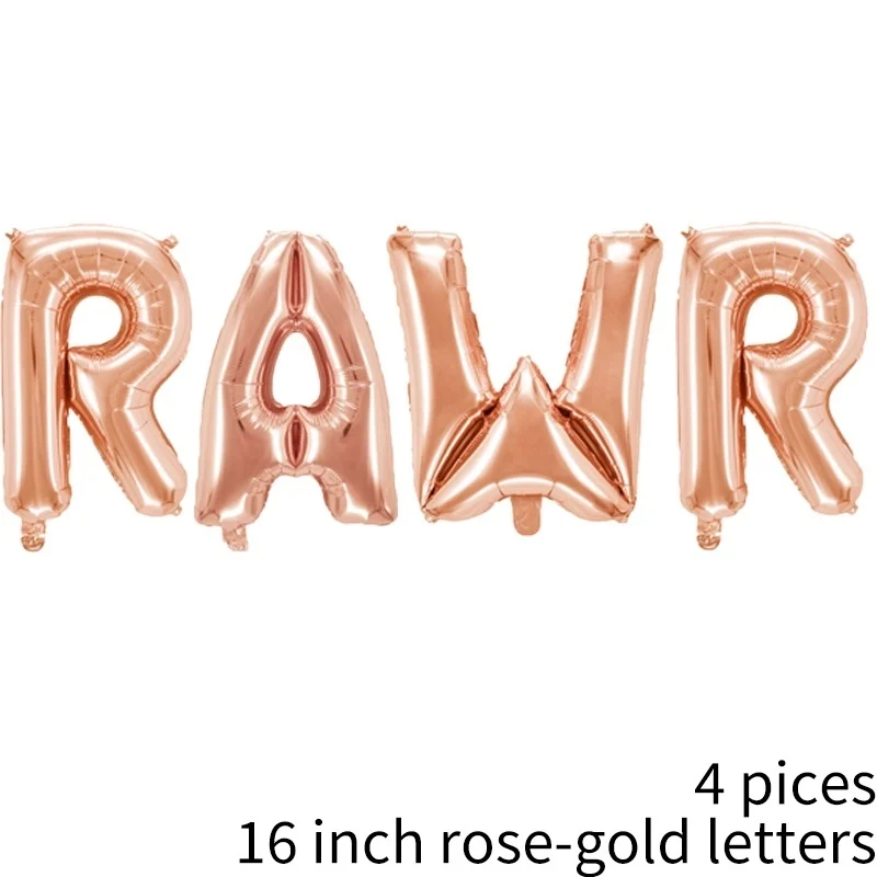 16inch Rosegold RAWR 1 шт. гигантский динозавр фольгированный Шар Детские воздушные шарики в виде животных Динозавр день рождения для детей мир Юрского периода украшения шар - Цвет: 16inch Rosegold RAWR
