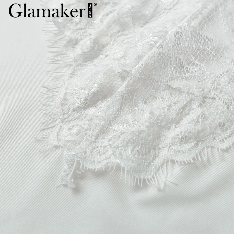 Glamaker черное вязаное Прозрачное Кружевное облегающее платье женское летнее Мини