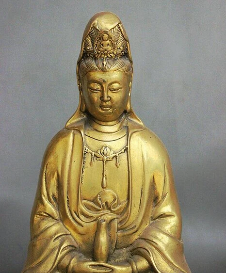SUIRONG 1227 + 11 &quotКитайский висячий латунный стул Lotus GuanYin Kwan-yin богиня ваза с Буддой