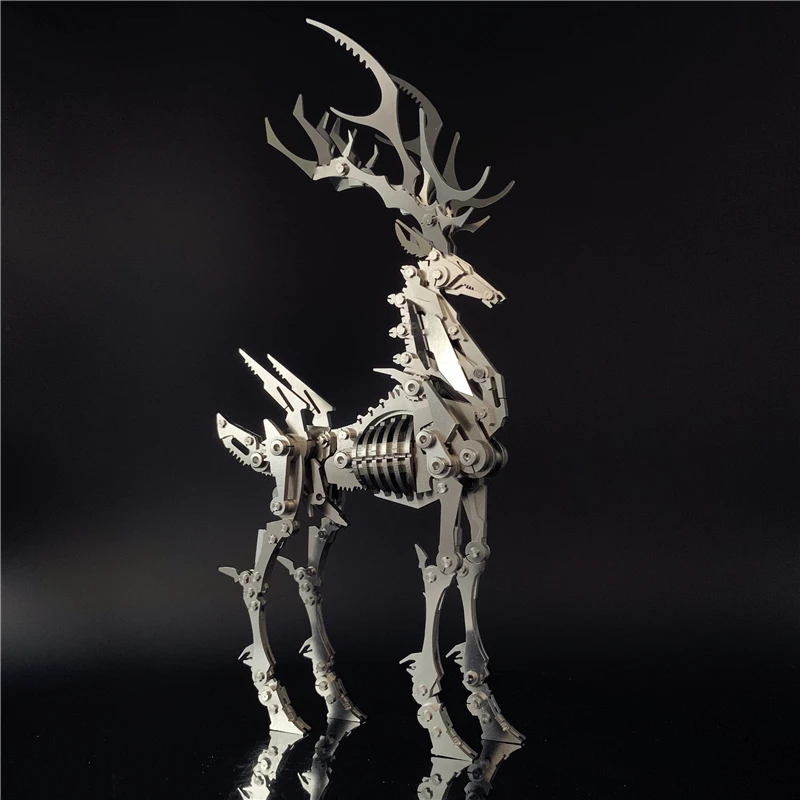 Modelo de Metal 3D para niños y adultos, dinosaurios del zodiaco chino, ciervo de David, modelos de ensamblaje DIY, juguetes de colección de escritorio