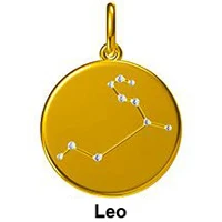 Leo 12 подвеска созвездия, ожерелье s Real 18 K 750, желтое золото, натуральный бриллиант, Знак зодиака, цепочка, ожерелье, ювелирные изделия для женщин, девушек - Цвет камня: Leo