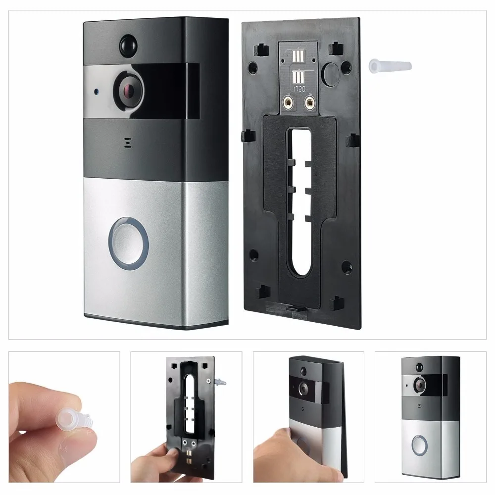 

Kruiqi WIFI Video Intercom Doorbell 720P HD Security Camera with Chime Night Vision SD Card Slot App Control for IOS and Android