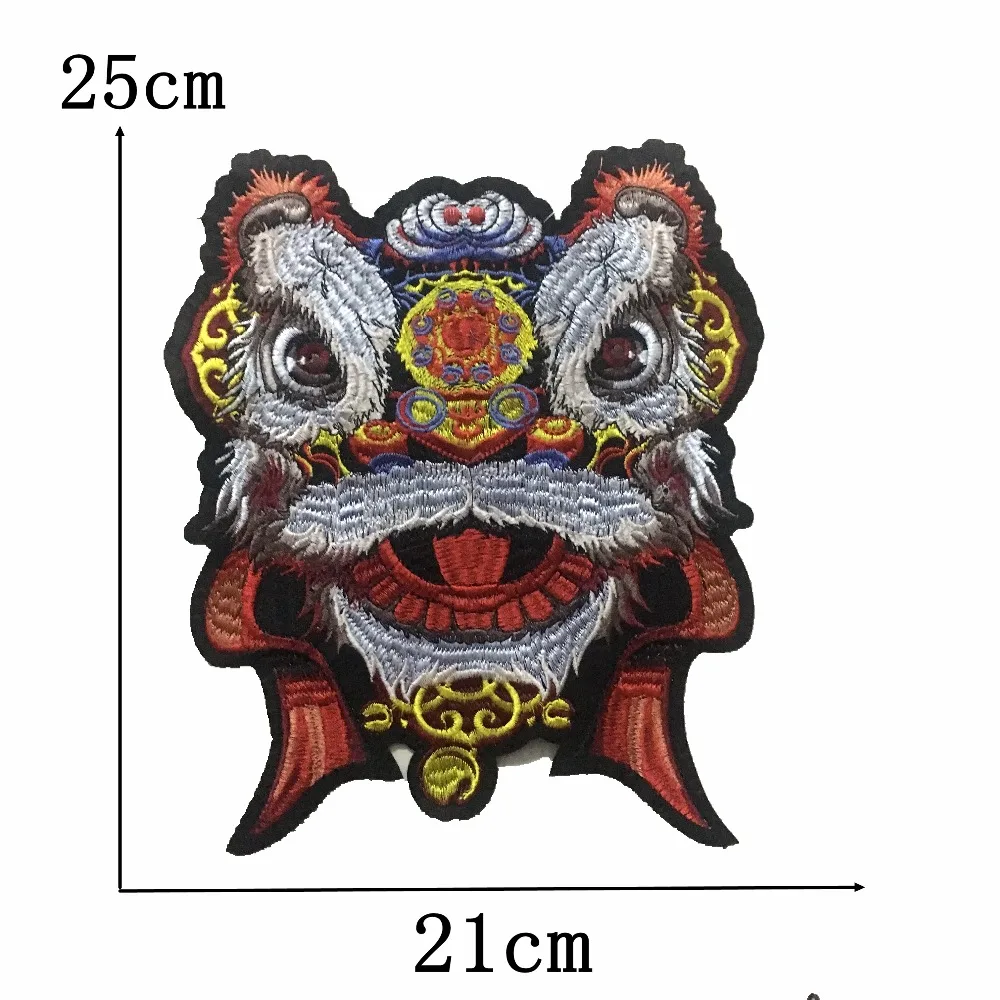 

Chinese Dancing Lion Embroidered Applique Patches Sew on Patch for Clothes DIY Grament Accessories Embroidery Patchwork