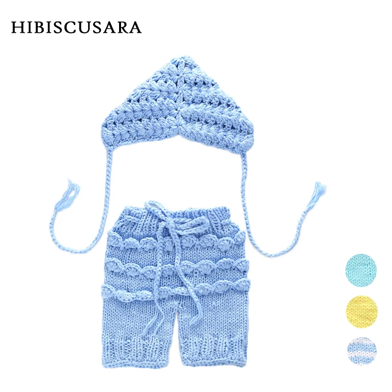 Handmade Knitted Baby Newborn Photography Clothing Pointed Hat+Pants 2pcs Sets Bebe Photo Props Outfits Costumes