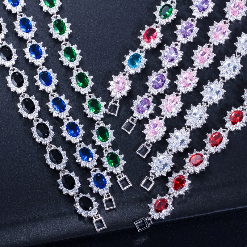 ThreeGraces New Women Cubic Zirconia Jewelry Large Flower Black Crystal Bracelets Bangles pulseras mujer moda 2020 BR055 | Украшения и