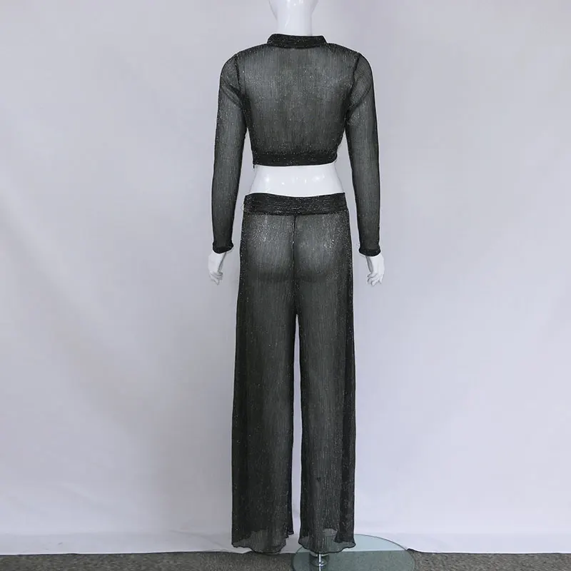 Модные спортивные костюмы 2018 женские прозрачные сетчатые блестящие укороченные