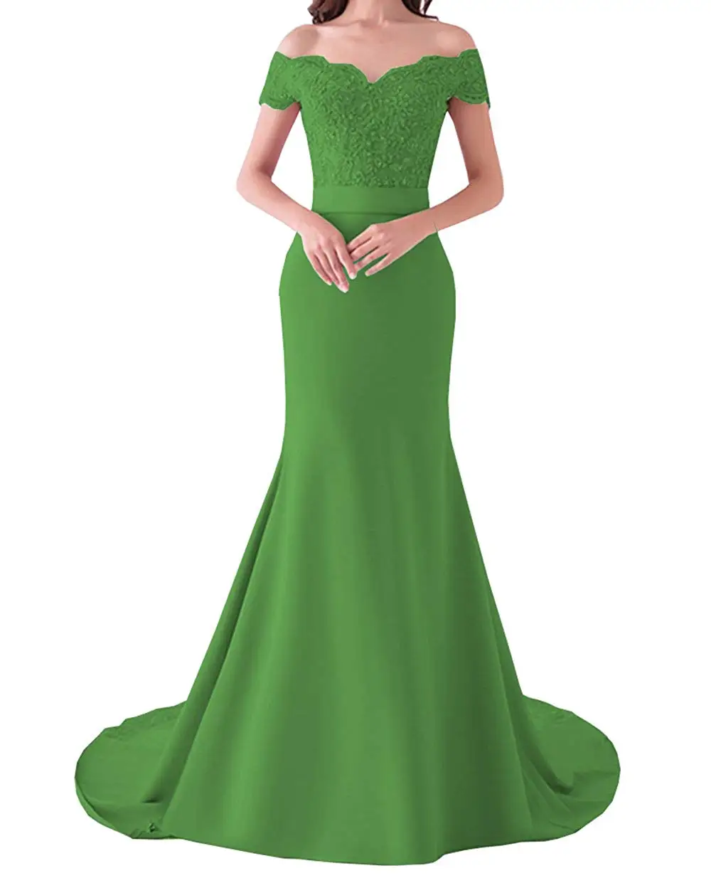 Green Женское платье невесты De Soiree платье подружки невесты с юбкой-годе с открытыми плечами вечерние элегантные vestido de festa длинное выпускное платье - Цвет: Green