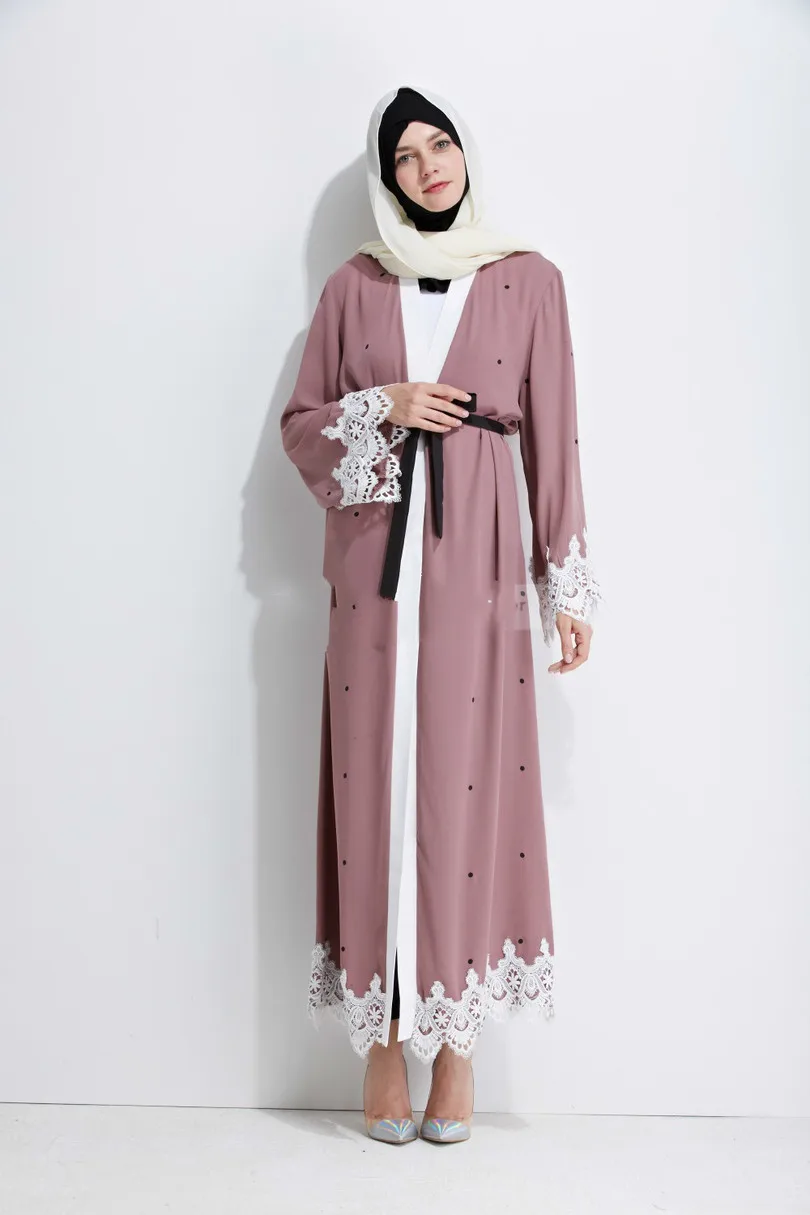 2018 Новый взрослый Повседневное КРУЖЕВНОЙ ХАЛАТ мусульманин турецкий Дубайская