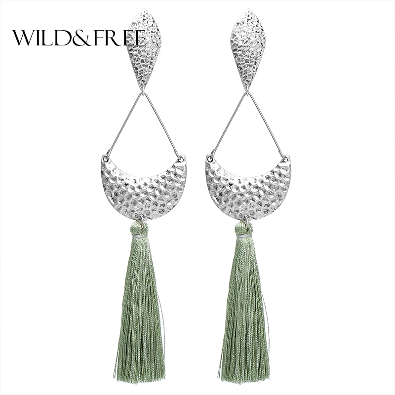 

Wild&Free New Bohemia Big Tassel Earrings Zinc Alloy Trendy Long Earring For Women Fringed Earrings Pendientes Jewelry Wholesale