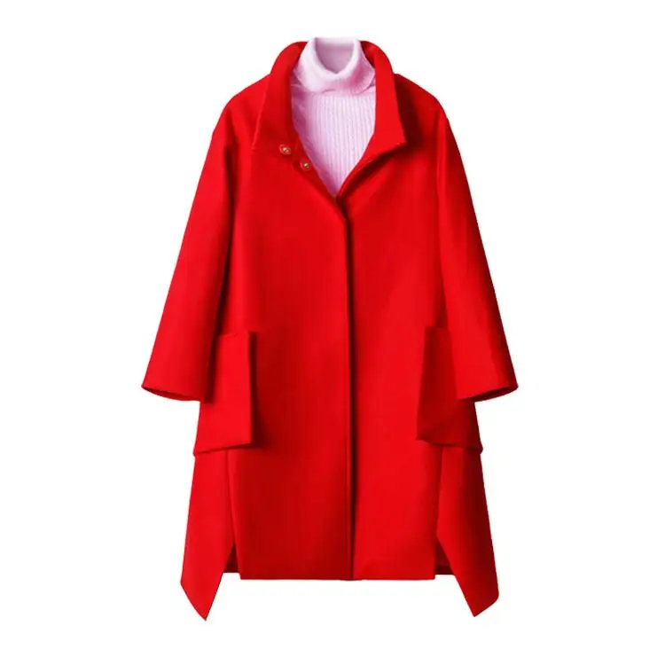 Пальто женское Шерстяное зимнее свободное длинное 2019