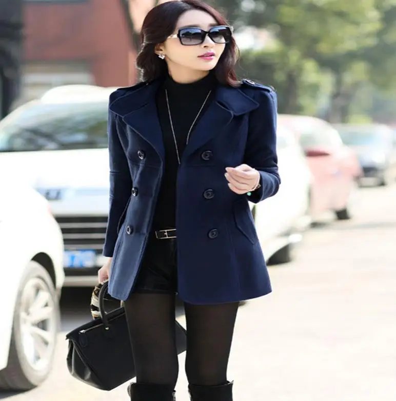

Autumn Winter New Fashion Women Wool Coat Double Breasted Coat Elegant Bodycon Cocoon Wool Long Coat Solid Color Tops G66