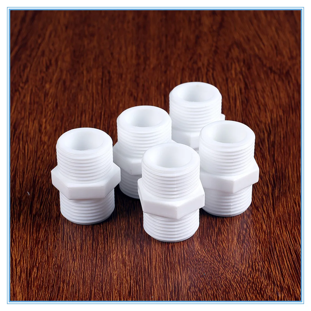 

5PCS Plastic Nylon 1/4" 3/8" 1/2" 3/4" BSP Male Thread Equal Hex Nipple Union Pipe Coupling Fitting Connector Coupler