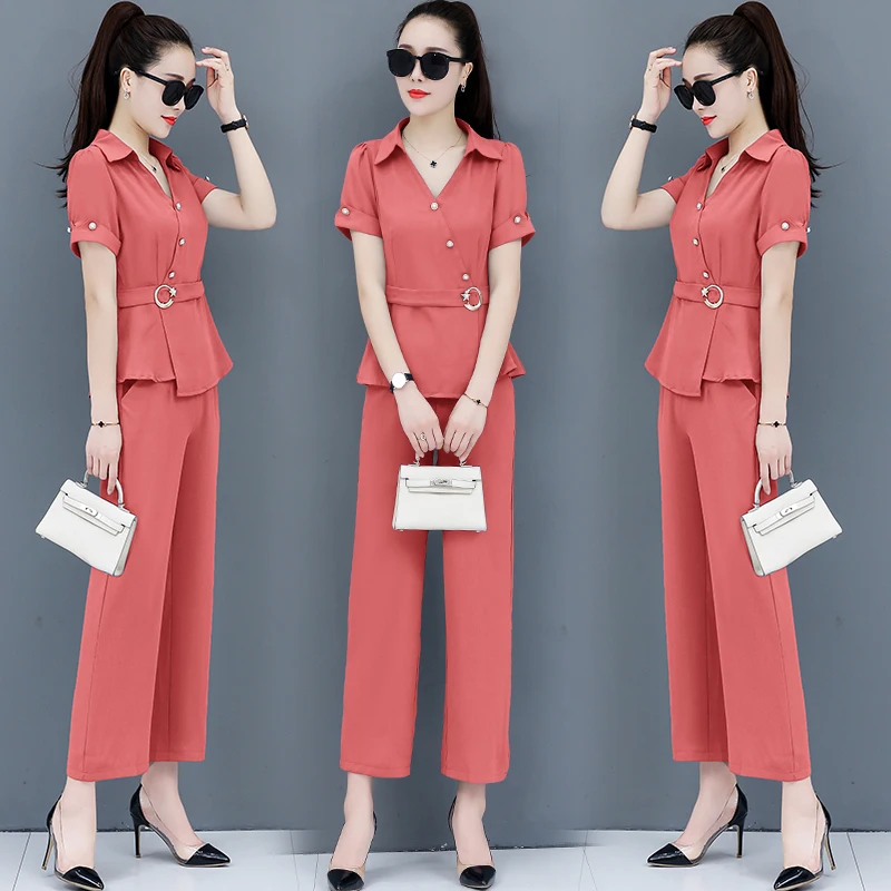 Fashion Summer Style Survetement Femme 2 Piece Stylish Women Sets Clothes Year-old Female Costume Conjunto Feminino Pant Suit |