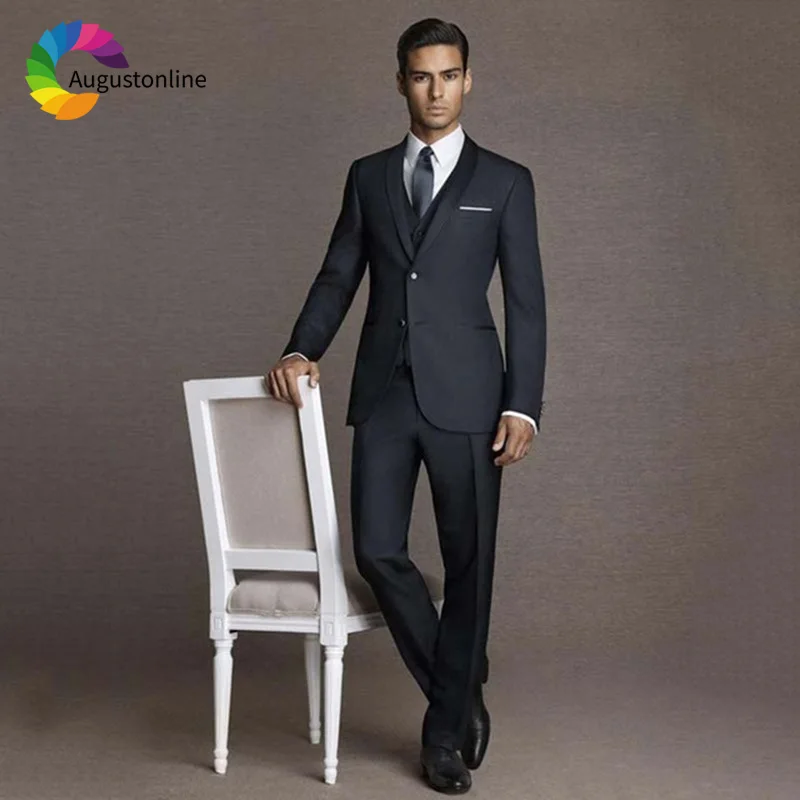 Черные мужские свадебные костюмы шалевыми лацканами Вечеринка для выпускных