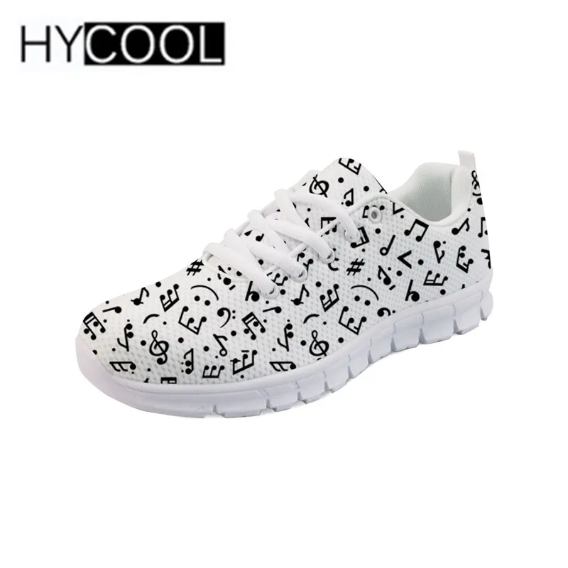 

Женские беговые кроссовки HYCOOL с принтом музыкальных нот, белые кроссовки, женская уличная спортивная обувь, спортивная обувь, повседневная ...