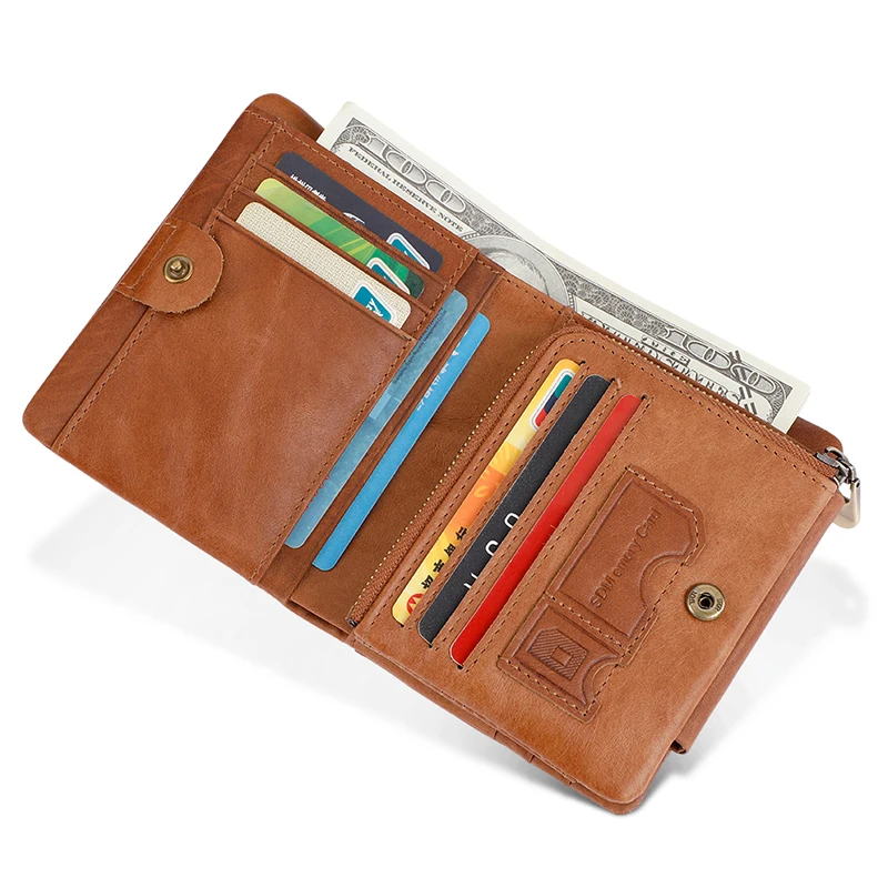 Мужской кошелек тройного сложения из натуральной кожи в стиле ретро | Багаж и