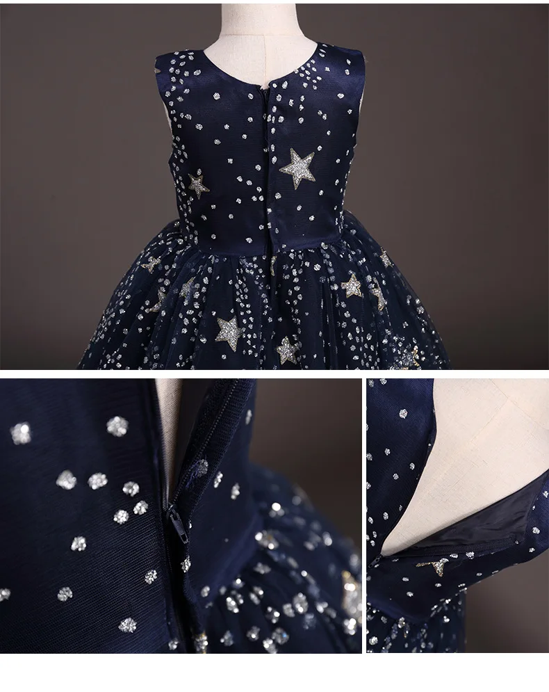 Children Sleeveless Princess Prom Girls Dress Galaxy Sequins Kids Maxi Long Evening Dresses for Party and Elegant | Детская одежда и