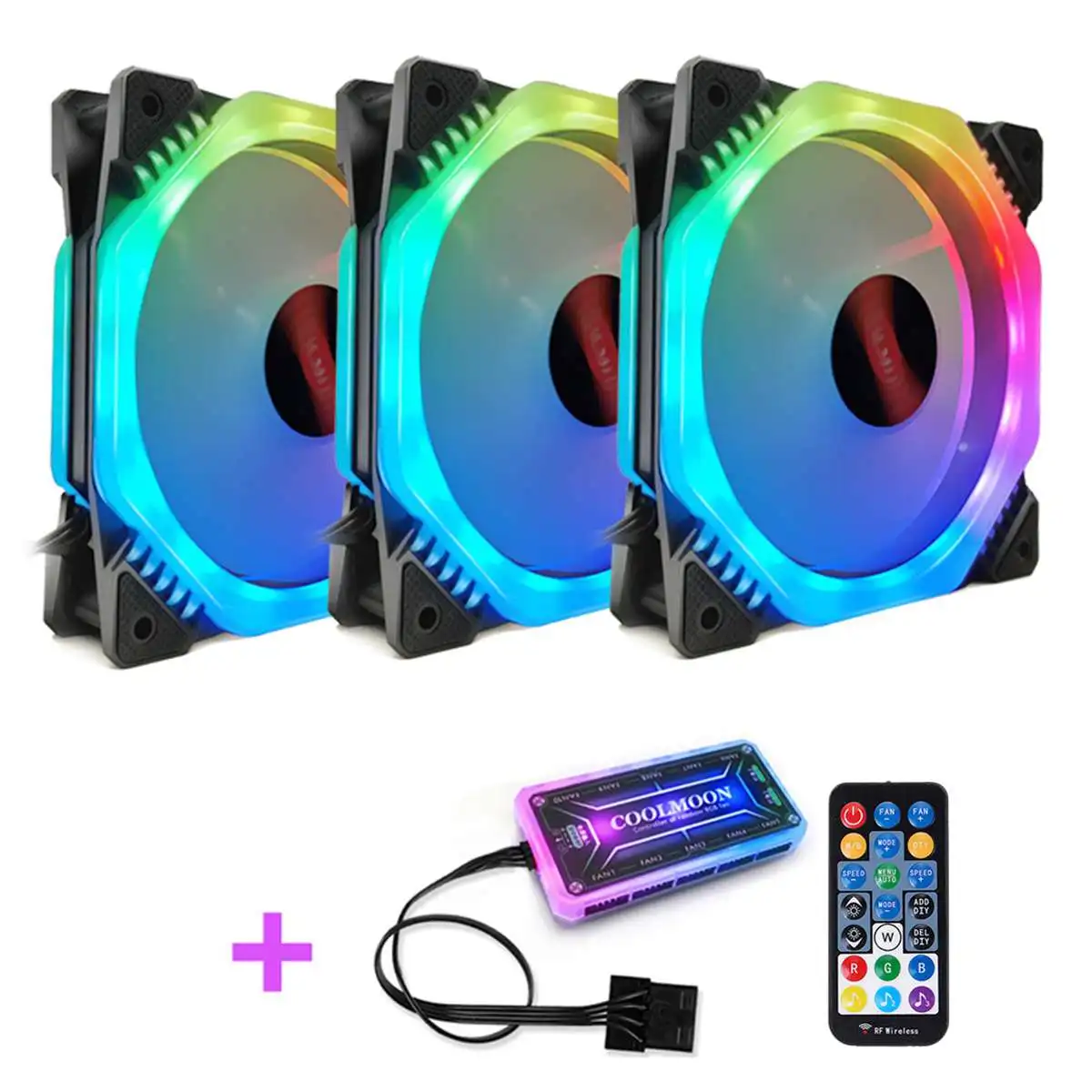 3pcs 3/6 шт. 120 мм охлаждающий вентилятор охлаждения симфония Aura SYNC RGB ПК вентилятор охлаждения для компьютера Тихая мышь игровая чехол музыка дистанционного Управление - Цвет лезвия: 3pcs
